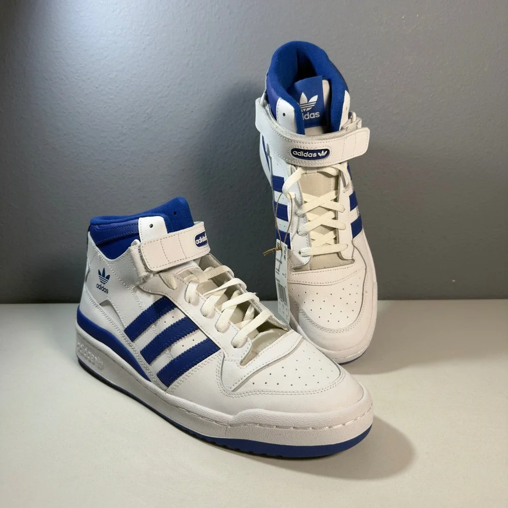 Adidas Forum Mid Sneakers Men Size 13 White Blue New FY4976 High Top Strap